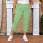 Pantacourt stretch confort T38-T52 - vert-clair - 58