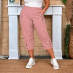 Pantacourt stretch confort T38-T52 - vieux-rose - 58