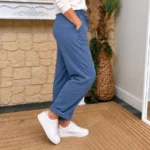 Pantalon femme fluide en coton « Tendance » - bleu-jeans - 46