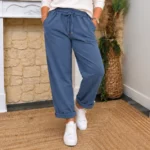Pantalon femme fluide en coton « Tendance » - bleu-jeans - 46