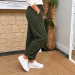 Pantalon femme fluide en coton « Tendance » - kaki - 46