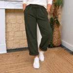 Pantalon femme fluide en coton « Tendance » - kaki - 46