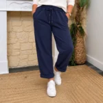 Pantalon femme fluide en coton « Tendance » - marine - 46