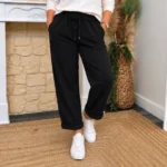 Pantalon femme fluide en coton « Tendance » - noir - 46