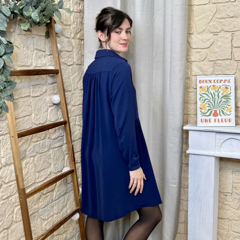 Robe chemise unie Maëlle (T36-T38) - marine - 38