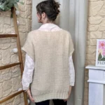 Pull femme maille sans manches à boutons « Tendance » - beige - taille-unique