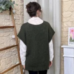 Pull femme maille sans manches à boutons « Tendance » - kaki - taille-unique