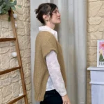 Pull femme maille sans manches à boutons « Tendance » - taupe - taille-unique