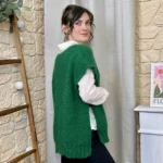 Pull femme maille sans manches à boutons « Tendance » - vert-bresil - taille-unique
