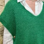 Pull femme maille sans manches à boutons « Tendance » - vert-bresil - taille-unique