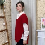 Pull femme maille sans manches à boutons « Tendance » - rouge - taille-unique