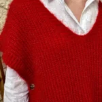 Pull femme maille sans manches à boutons « Tendance » - rouge - taille-unique