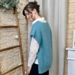 Pull femme maille sans manches à boutons « Tendance » - bleu-canard - taille-unique