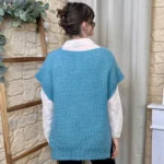 Pull femme maille sans manches à boutons « Tendance » - bleu-canard - taille-unique