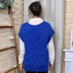 Pull femme maille sans manches à boutons « Tendance » - bleu-royal - taille-unique