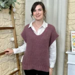 Pull femme maille sans manches à boutons « Tendance » - violet - taille-unique