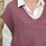 Pull femme maille sans manches à boutons « Tendance » - violet - taille-unique