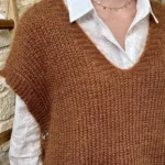 Pull femme maille sans manches à boutons « Tendance » - camel - taille-unique