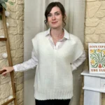 Pull femme maille sans manches à boutons « Tendance » - ecru - taille-unique