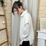Pull femme maille sans manches à boutons « Tendance » - ecru - taille-unique
