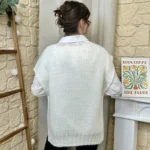 Pull femme maille sans manches à boutons « Tendance » - ecru - taille-unique