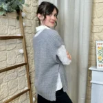 Pull femme maille sans manches à boutons « Tendance » - gris - taille-unique
