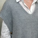 Pull femme maille sans manches à boutons « Tendance » - gris - taille-unique