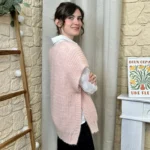 Pull femme maille sans manches à boutons « Tendance » - rose-poudre - taille-unique