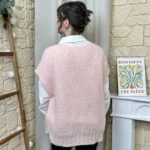 Pull femme maille sans manches à boutons « Tendance » - rose-poudre - taille-unique