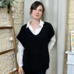 Pull femme maille sans manches à boutons « Tendance » - noir - taille-unique