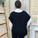 Pull femme maille sans manches à boutons « Tendance » - noir - taille-unique