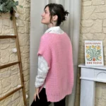 Pull femme maille sans manches à boutons « Tendance » - rose-bebe - taille-unique