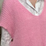 Pull femme maille sans manches à boutons « Tendance » - rose-bebe - taille-unique