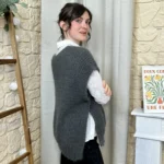 Pull femme maille sans manches à boutons « Tendance » - gris - taille-unique