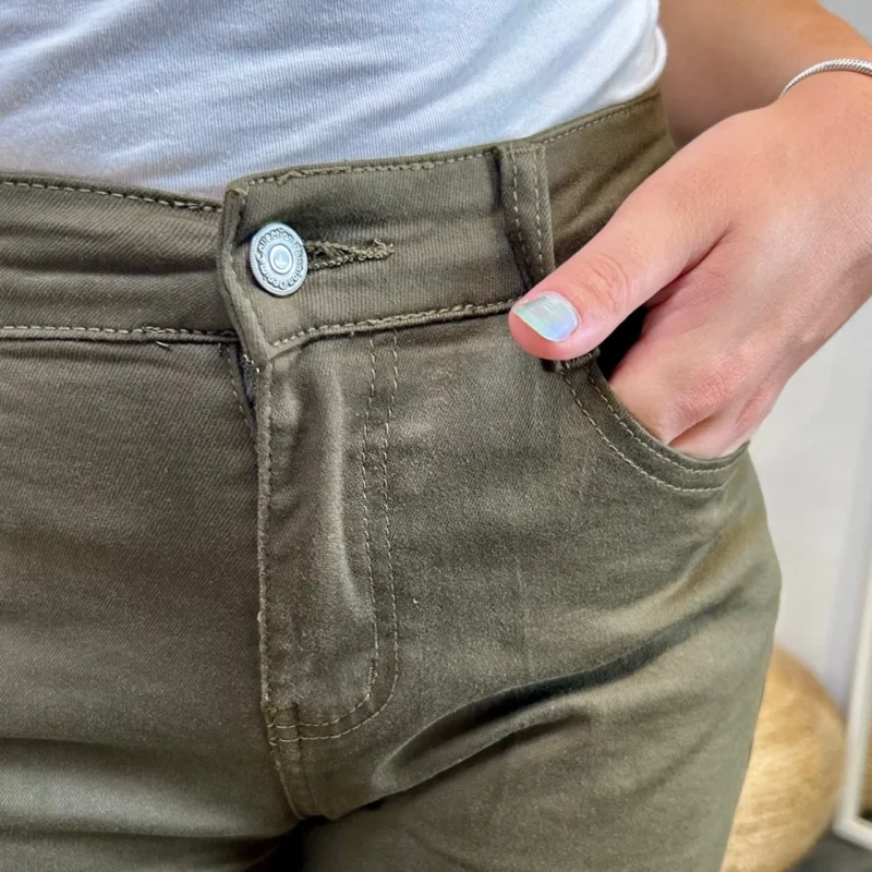 Jean 7/8ème à revers kaki - VOGGO - kaki - 50