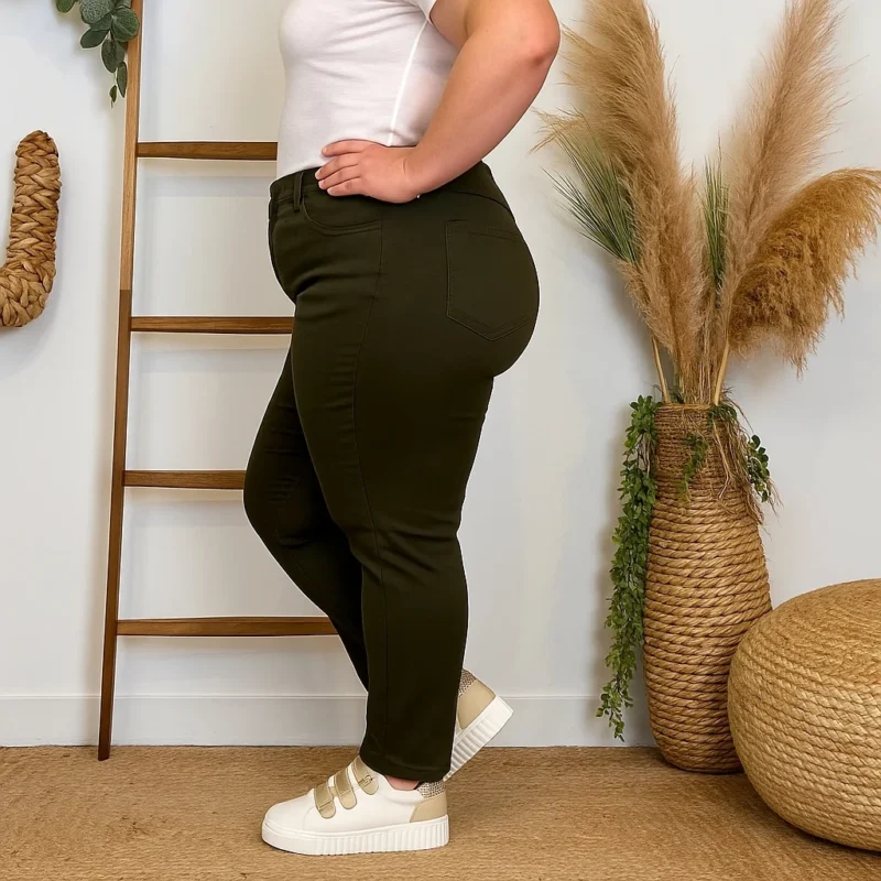 Jean 7/8ème à revers kaki - VOGGO - kaki - 50