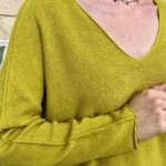 Pull maille col V manches longues - vert-anis - taille-unique