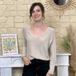 Pull maille col V manches longues - beige - taille-unique
