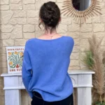 Pull maille col V manches longues - bleu-jeans - taille-unique