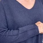 Pull maille col V manches longues - marine - taille-unique