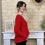 Pull maille col V manches longues - rouge - taille-unique