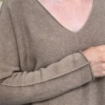 Pull maille col V manches longues - taupe - taille-unique
