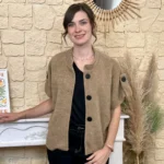 Pull-veste femme boutonné manches larges « Tendance » - camel - taille-unique