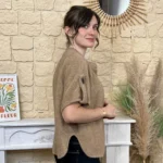 Pull-veste femme boutonné manches larges « Tendance » - camel - taille-unique