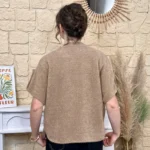 Pull-veste femme boutonné manches larges « Tendance » - camel - taille-unique