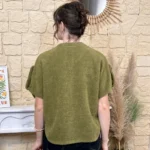Pull-veste femme boutonné manches larges « Tendance » - vert-anis - taille-unique