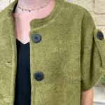 Pull-veste femme boutonné manches larges « Tendance » - vert-anis - taille-unique