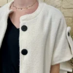 Pull-veste femme boutonné manches larges « Tendance » - ecru - taille-unique