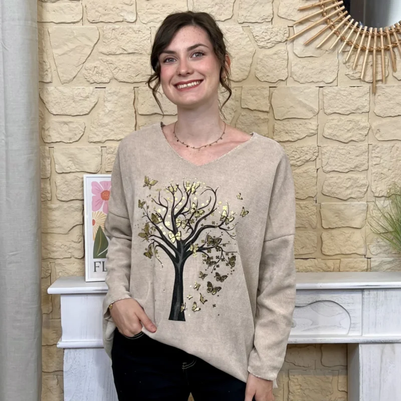 Tunique en velours arbre papillons
