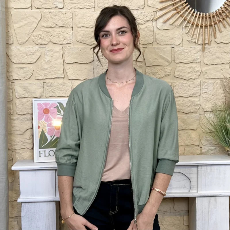 Veste zippée fluide esprit bomber « Tendance » - kaki - taille-unique